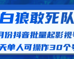 白狼敢死队最新抖音短视频批量起影视号（一天单人可操作30个号）视频课程-苏柒资源库