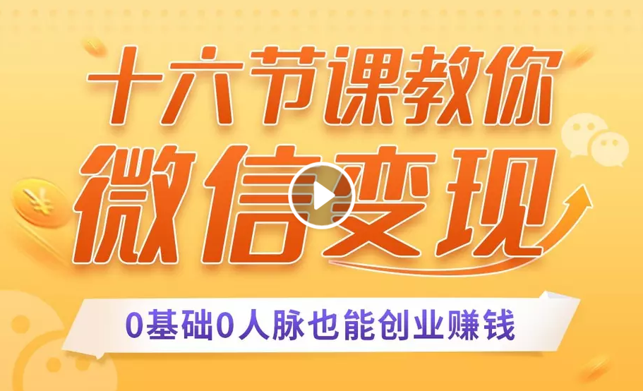 十六节课教你零基础微信变现，用单品打爆市场，每月收入超过10万+-苏柒资源库