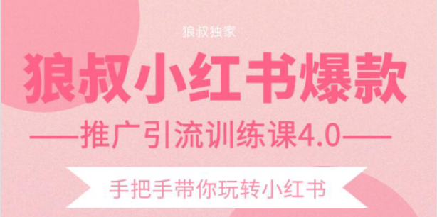 狼叔小红书爆款推广引流训练课4.0，手把手带你玩转小红书-苏柒资源库