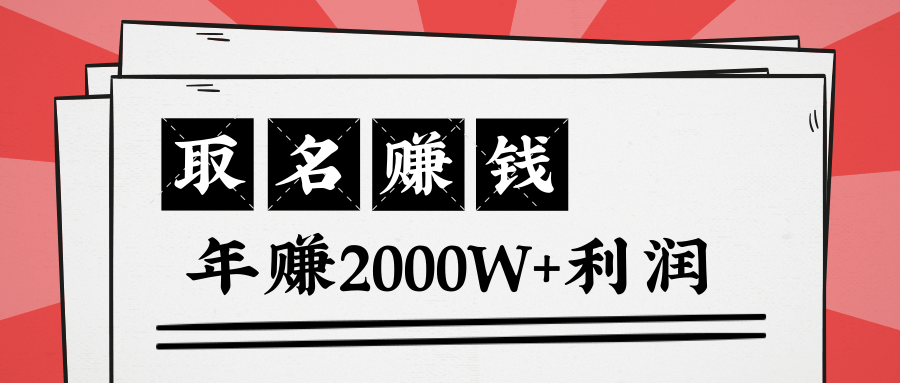 王通：不要小瞧任何一个小领域，取名技能也能快速赚钱，年赚2000W+利润-苏柒资源库