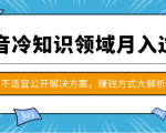 抖音冷知识领域月入过万项目,不适宜公开解决方案 ,抖音赚钱方式大解析!-苏柒资源库