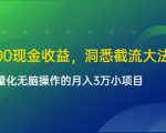单日500现金收益,洞悉截流大法,一个批量化无脑操作的月入3万小项目-苏柒资源库