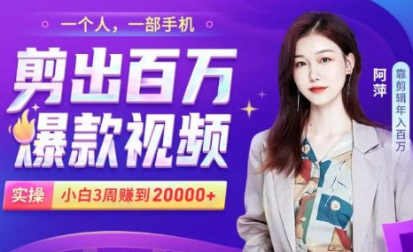 小白易上手的手机剪辑赚钱课，抓住短视频风口月赚2万+-苏柒资源库