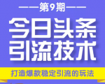 今日头条引流技术第9期，打造爆款稳定引流 百万阅读玩法，收入每月轻松过万-苏柒资源库