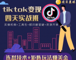 tiktok变现四天实战班,连怼技术+矩阵玩法赚美金!价值998元-苏柒资源库