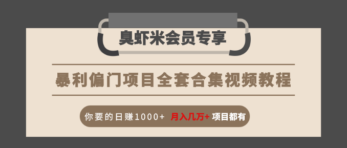 暴利偏门项目全套合集视频教程：你要的日赚1000+月入几万+项目都有-苏柒资源库
