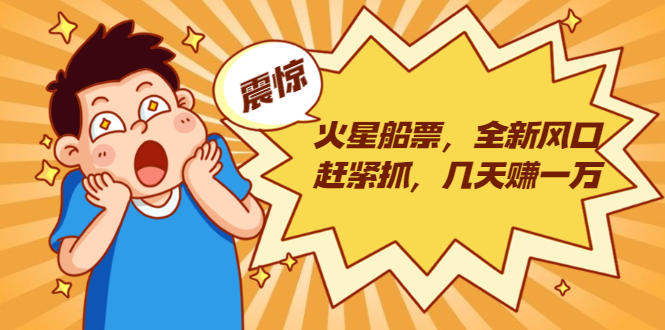 火星船票，全新风口赶紧抓，几天赚一万+摆地摊卖尾货月入一万（5个项目）-苏柒资源库