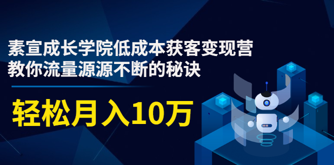 素宣成长学院低成本获客变现营,教你流量源源不断的秘诀,轻松月入10万-苏柒资源库