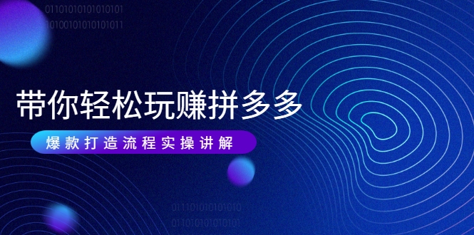 带你轻松玩赚拼多多:花的少 赚的多 爆款更简单 爆款打造流程实操讲解-苏柒资源库
