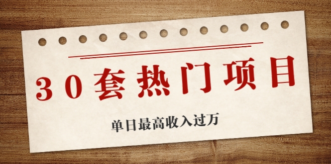 30套热门项目：单日最高收入过万 (网赚项目、朋友圈、涨粉套路、抖音、快手)等-苏柒资源库