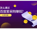 大王·怎么通过百度爱采购赚钱,已经通过百度爱采购完成200多万的销量-苏柒资源库