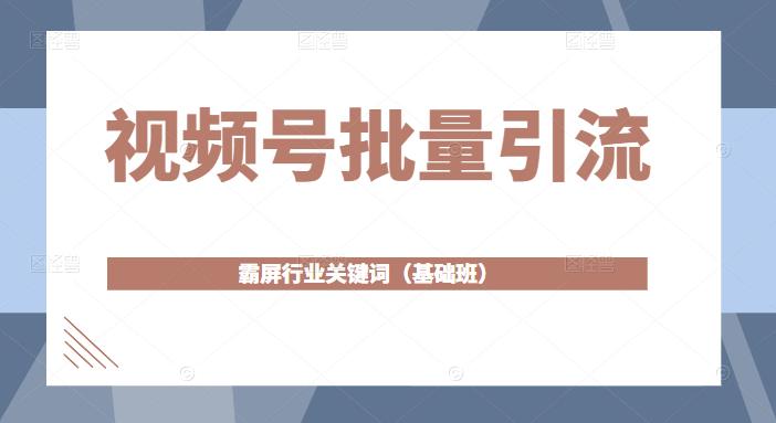 视频号批量引流，霸屏行业关键词（基础班）全面系统讲解视频号玩法-苏柒资源库