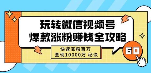 玩转微信视频号爆款涨粉赚钱全攻略，快速涨粉百万变现万元秘诀-苏柒资源库