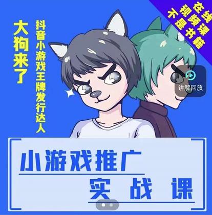 大狗来了：小游戏推广实战课，带你搭建一个游戏推广变现账号-苏柒资源库