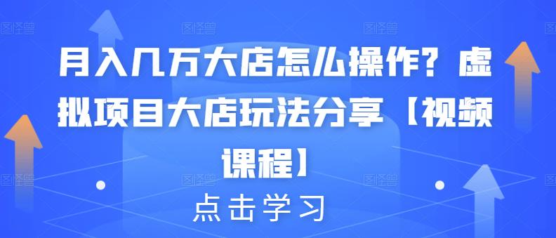 月入几万大店怎么操作？虚拟项目大店玩法分享【视频课程】-苏柒资源库