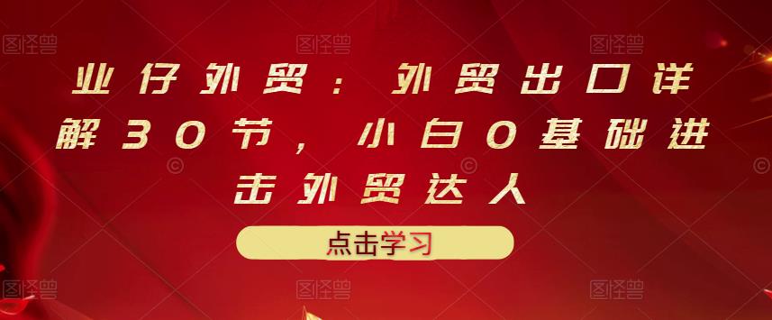 业仔外贸：外贸出口详解30节，小白0基础进击外贸达人 价值666元-苏柒资源库