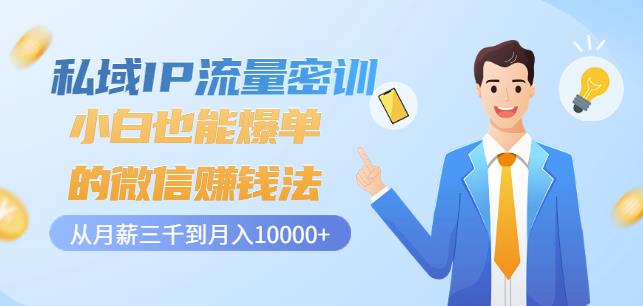 私域IP流量密训：小白也能爆单的微信赚钱法，从月薪三千到月入10000+-苏柒资源库