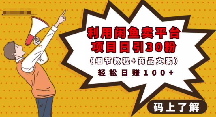 利用闲鱼卖平台项目课程资源日引流30+精准粉丝,轻松日赚100+,积累人脉可实现二次变-苏柒资源库