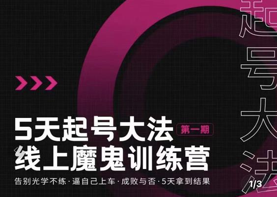 大播·五天起号魔鬼训练营，告别光学不练，逼自己上车，成败与否，5天拿到结果-苏柒资源库