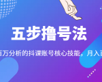 五步撸号法,掌握百万分析的抖课账号核心技能,从逻辑到实操-苏柒资源库