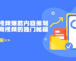 带货短视频爆款内容策划,关于电商视频的独门秘籍(价值499元)-苏柒资源库