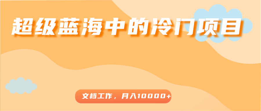 超级蓝海中的冷门项目，文档工作，好玩又赚钱，月入10000+-苏柒资源库