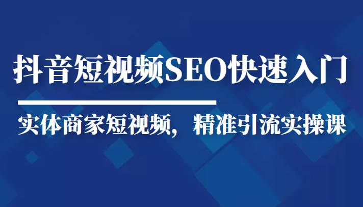 抖音短视频Seo搜索排名优化新手快速入门教程，实体商家短视频，精准引流实操课-苏柒资源库