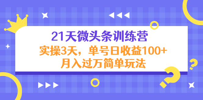 21天微头条训练营，实操3天，单号日收益100+月入过万简单玩法-苏柒资源库
