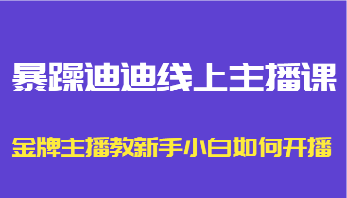 暴躁迪迪线上主播课,金牌主播教新手小白如何开播-苏柒资源库