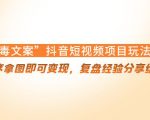 “毒文案”抖音短视频项目玩法，小程序拿图即可变现，复盘经验分享给大家-苏柒资源库