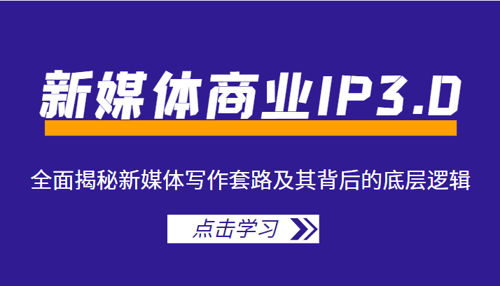 新媒体商业IP3.0，全面揭秘新媒体写作套路及其背后的底层逻辑（价值1299元）-苏柒资源库