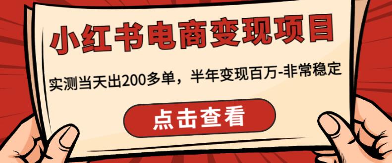 顽石·小红‬书电商变现项目，实测当天出200多单，半年变现百万，非常稳定-苏柒资源库