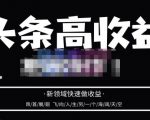 头条高收益批量操作，2023新领域快速做收益，头条号零基础轻松上手-苏柒资源库