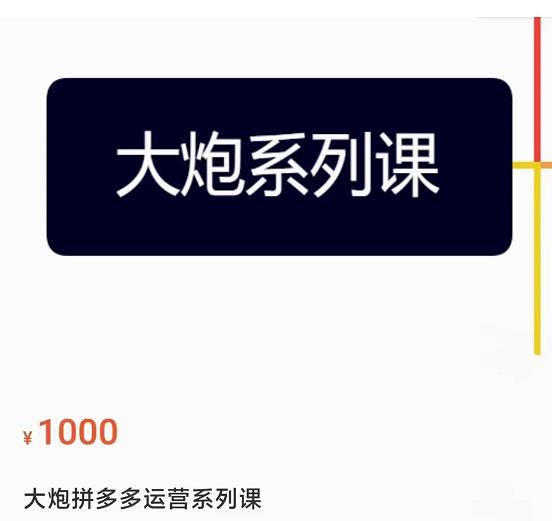 大炮拼多多运营系列课，各类​玩法合集，拼多多运营玩法实操-苏柒资源库