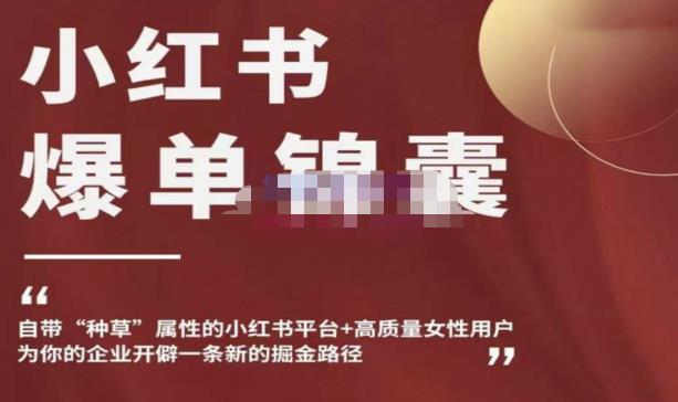 小红书爆单锦囊，自带种草属性+高质量女性用户，为你的企业开辟一条新的掘金路径-苏柒资源库