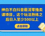 绅白不白抖音截流零撸卖课项目,这个玩法熟练之后日入至少500以上-苏柒资源库