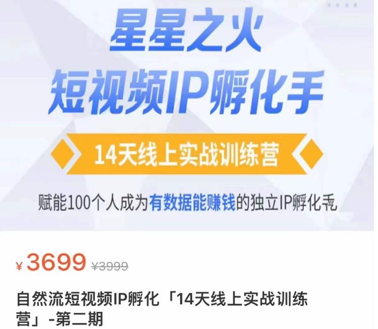 瑶瑶·自然流短视频IP孵化第二期，14天线上实战训练营，赋能100个人成为有数据能赚钱的独立IP孵化手-苏柒资源库
