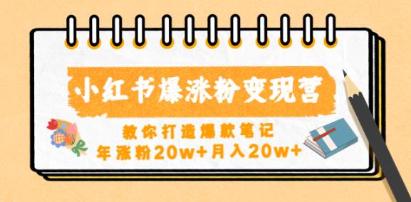 小红书爆涨粉变现营，教你打造爆款笔记，年涨粉20w+月入20w-苏柒资源库