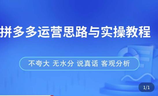 拼多多店铺运营思路与实操教程，快速学会拼多多开店和运营，少踩坑，多盈利-苏柒资源库