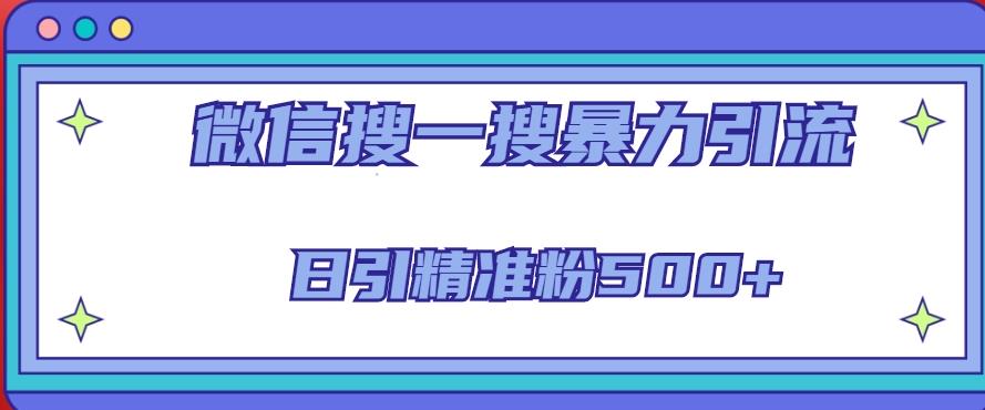 微信搜一搜引流全系列课程，日引精准粉500+（8节课）-苏柒资源库