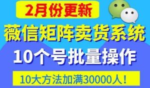 微信矩阵卖货系统，多线程批量养10个微信号，10种加粉落地方法，快速加满3W人卖货！-苏柒资源库