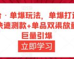 万相台·单爆玩法,单爆打造流程+单品快速测款+单品双渠放量+単品巨量引爆-苏柒资源库