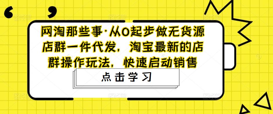 网淘那些事·从0起步做无货源店群一件代发，淘宝最新的店群操作玩法，快速启动销售-苏柒资源库