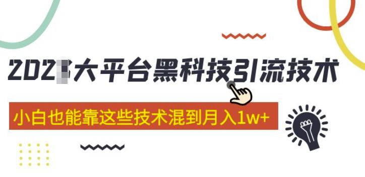 大平台黑科技引流技术，小白也能靠这些技术混到月入1w+(2022年的课程）-苏柒资源库