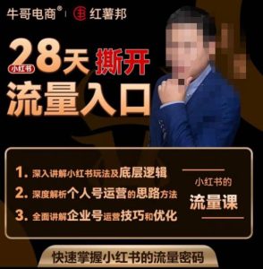 牛哥电商红薯邦28天撕开小红书流量入口,小红书运营系列课,快速掌握小红书的流量密码-苏柒资源库