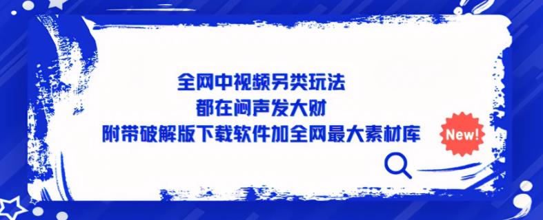 全网中视频另类玩法，都在闷声发大财，附带破解版下载软件加全网最大素材库-苏柒资源库