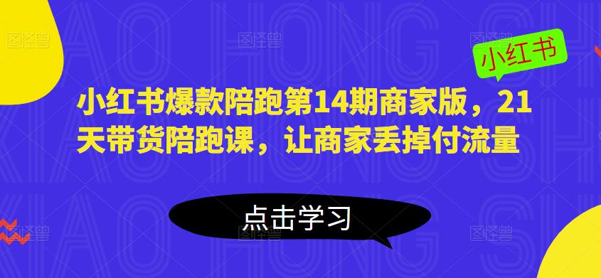 小红书爆款陪跑第14期商家版，21天带货陪跑课，让商家丢掉付流量-苏柒资源库