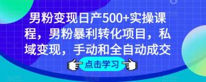 男粉变现日产500+实操课程,男粉暴利转化项目,私域变现,手动和全自动成交-苏柒资源库