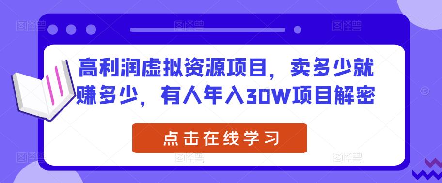 高利润虚拟资源项目，卖多少就赚多少，有人年入30W项目解密-苏柒资源库