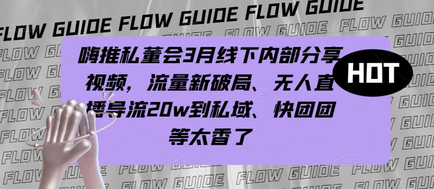 嗨推私董会3月线下内部分享视频，流量新破局、无人直播导流20w到私域、快团团等太香了-苏柒资源库